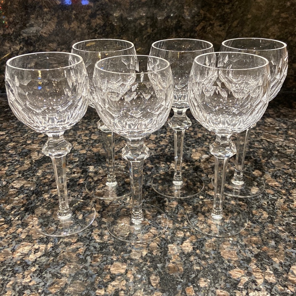 Set of 6 waterford curraghmore hock wine bubble goblets
